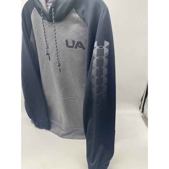 Under Armour Loose Cold Gear Pullover Hoodie Men's Size XL Gray Black Active - Picture 2 of 4